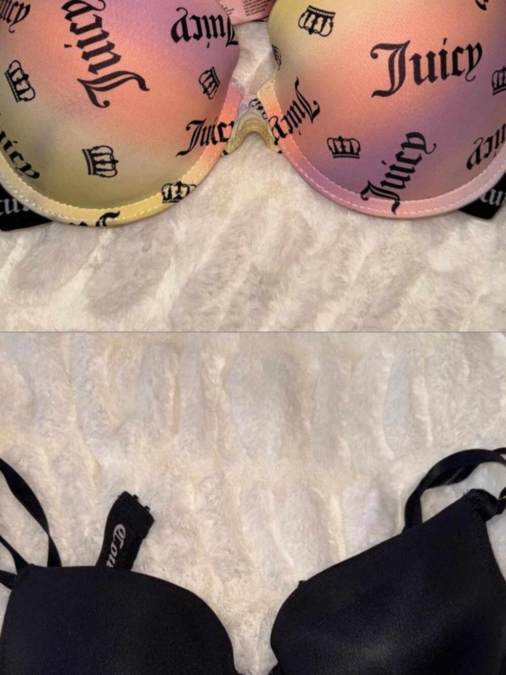 Juicy Couture pink and black bras
